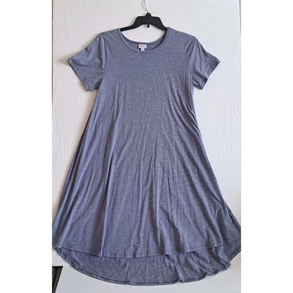 LuLaRoe Blue Soft Comfy T-Shirt Dress XL Knit Pocket Scoop Neck Pullover